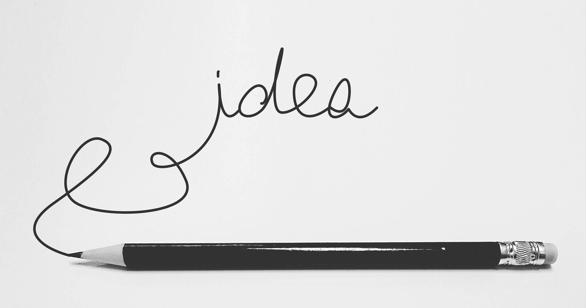 Lápiz con una línea que forma la palabra "idea"