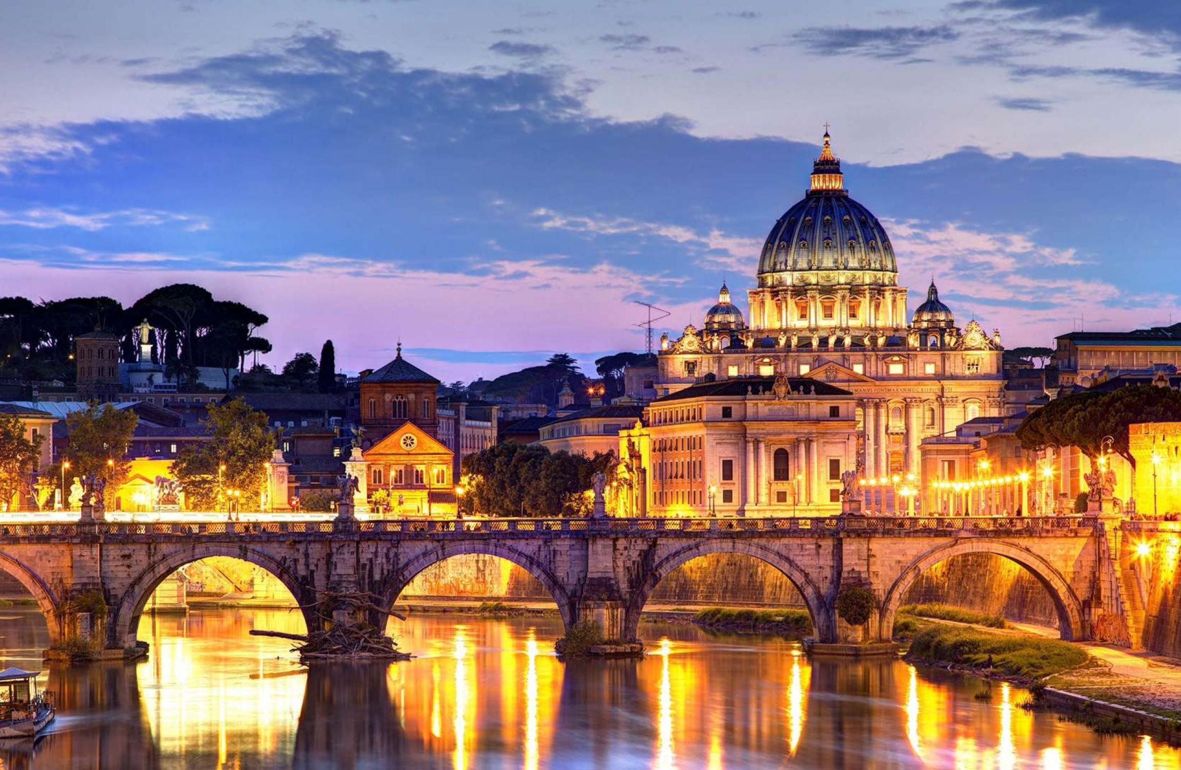 Panorámica de Roma al atardecer