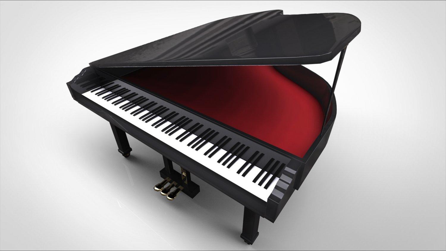 Piano 3D visto desde arriba.