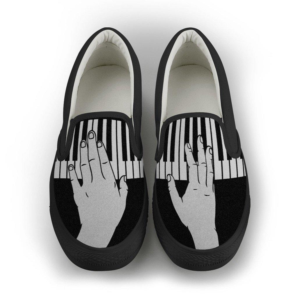 Zapatos con estampado de manos tocando el piano.