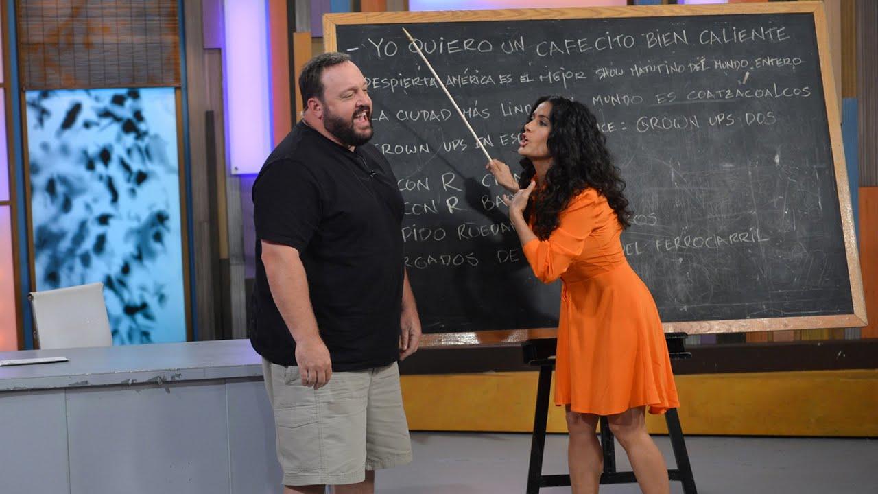 Salma H, en clases de español, parte del show Good Morning America.
