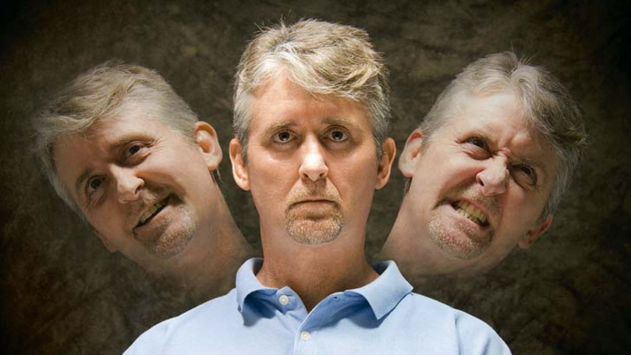 Imagen de un hombre en tres facetas emocionales: Alegría, Seriedad, Enojo.