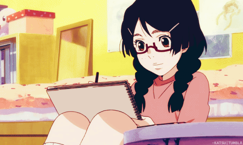 GIF: Chica escribiendo en diario