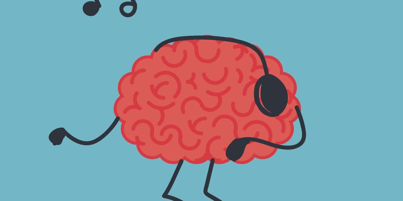 Dibujo de cerebro con audifonos