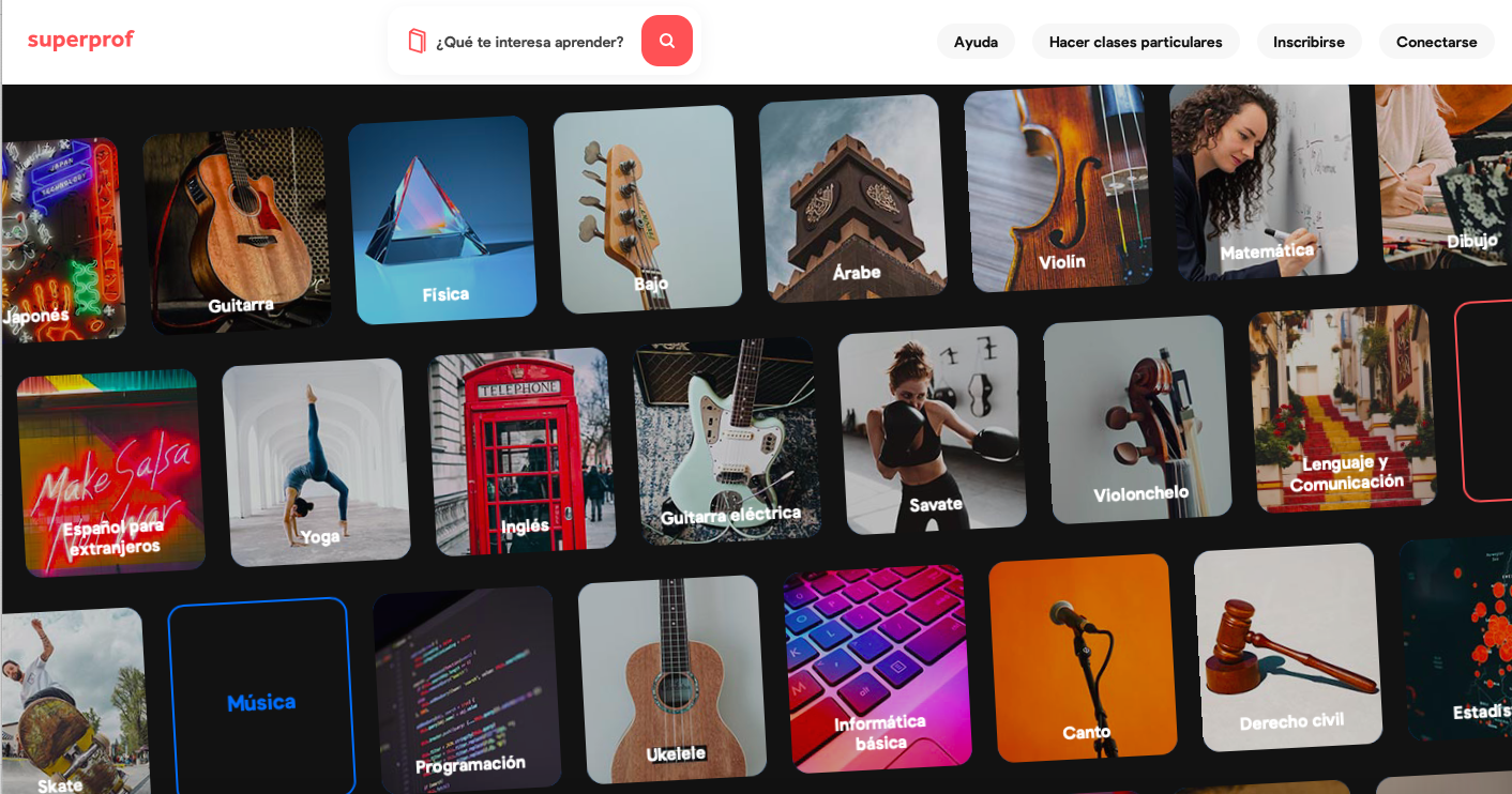 Collage, de las diferentes disciplinas en las que ofrecen clases los profesores de Superprof.