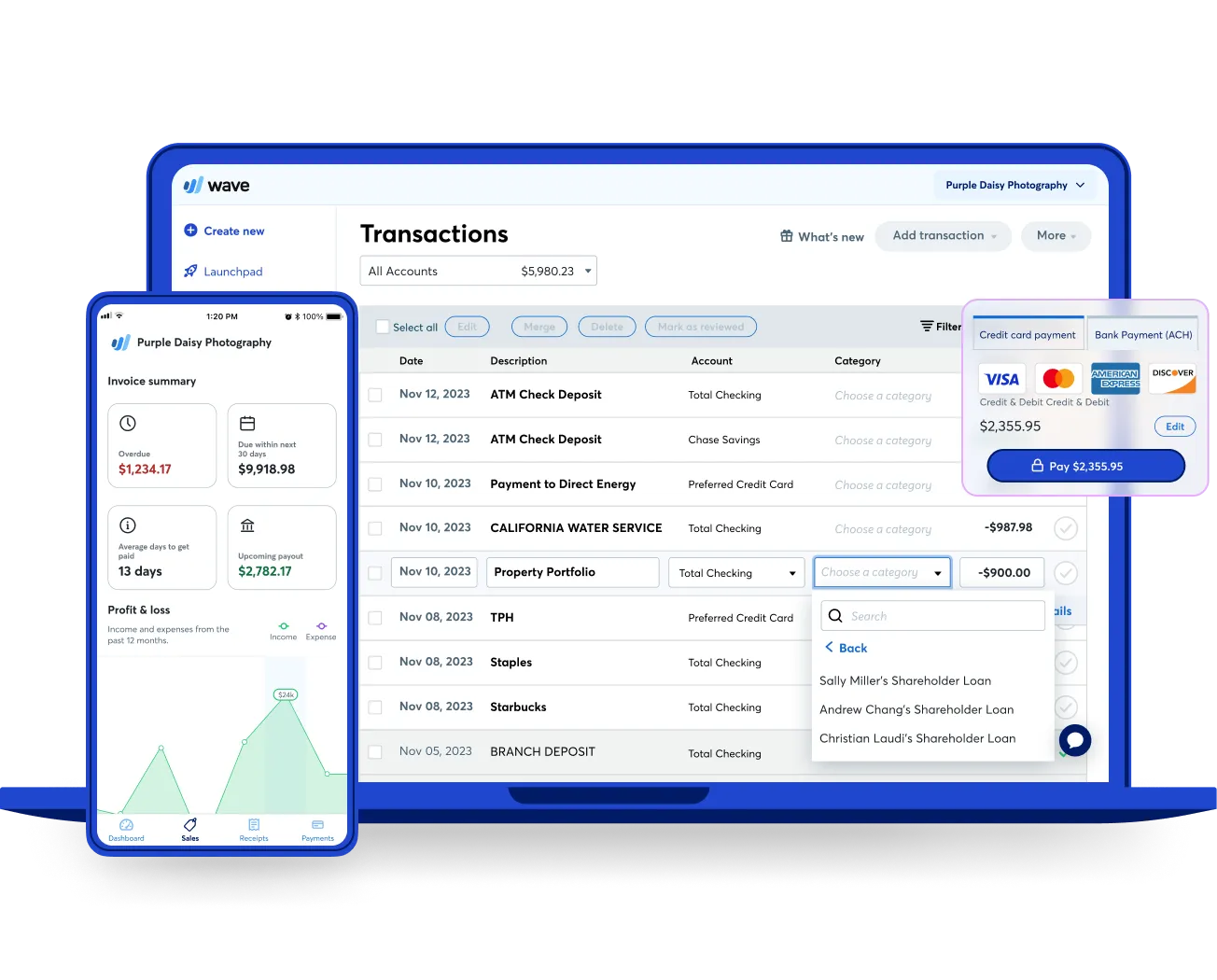 Imagen de la interfaz de Wave un software de contabilidad
