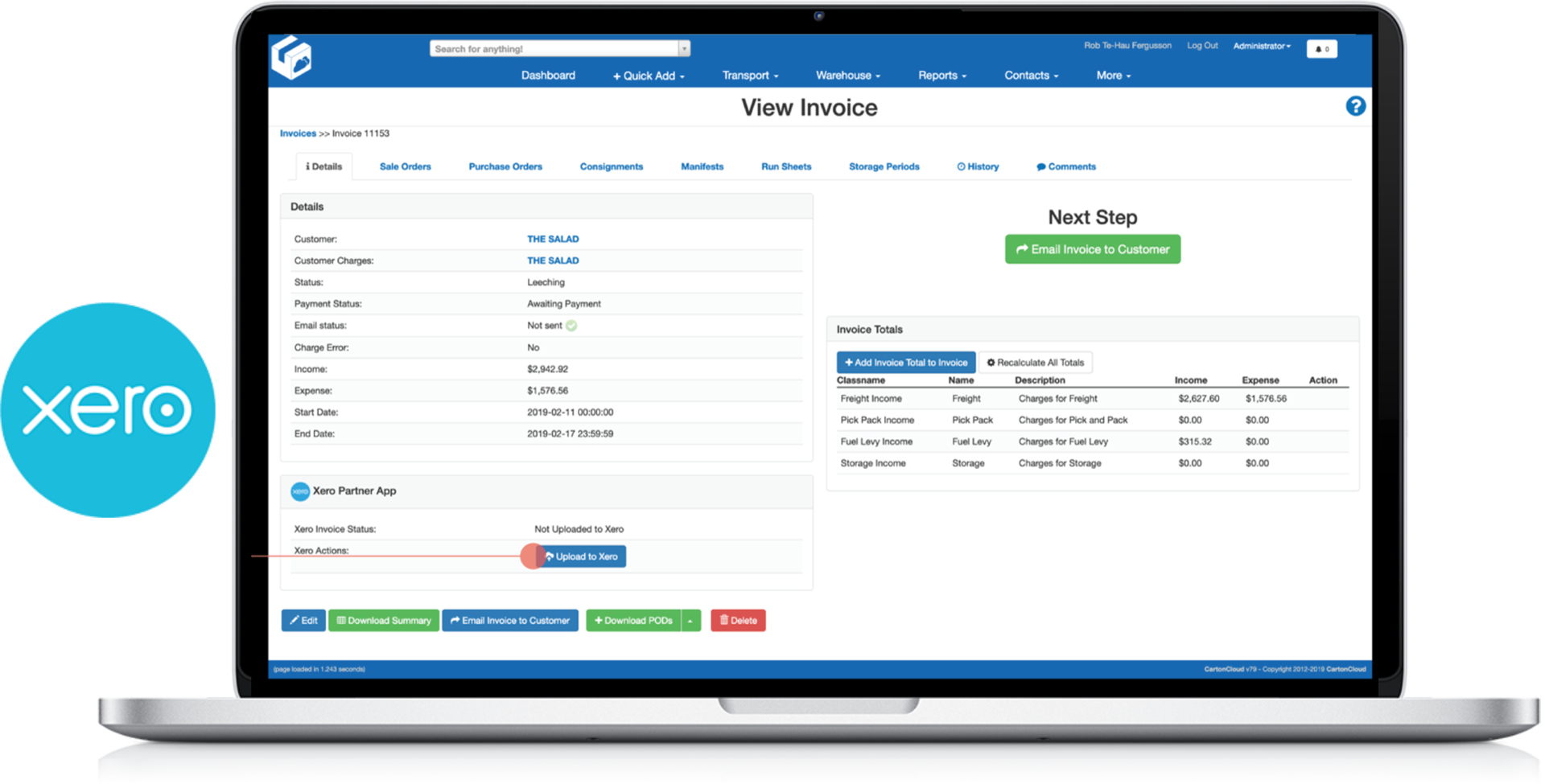 Interfaz del software contable Xero