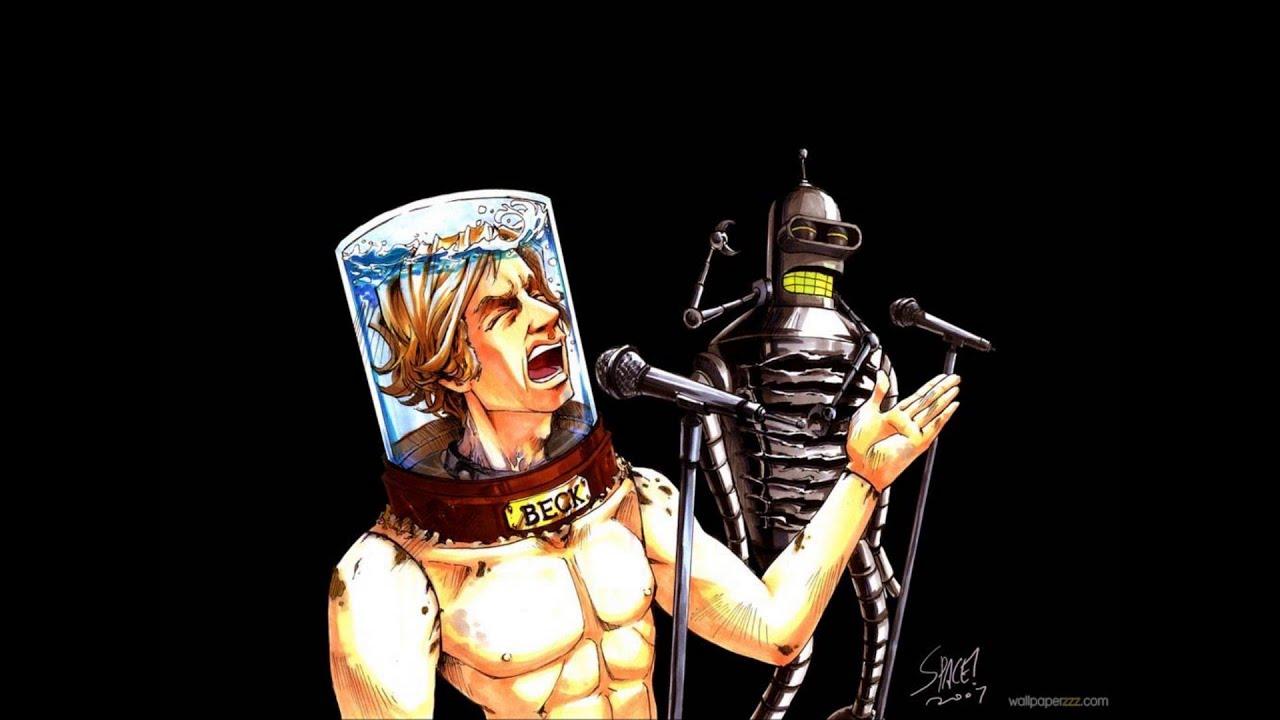 Bender y la cabeza de Beck cantando en vivo