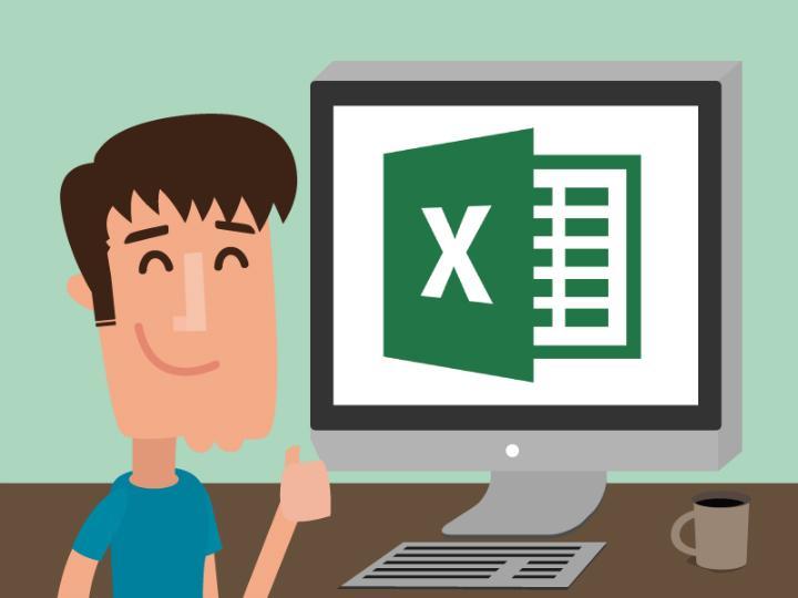Dibujo de chico señalando la pantalla principal de Excel