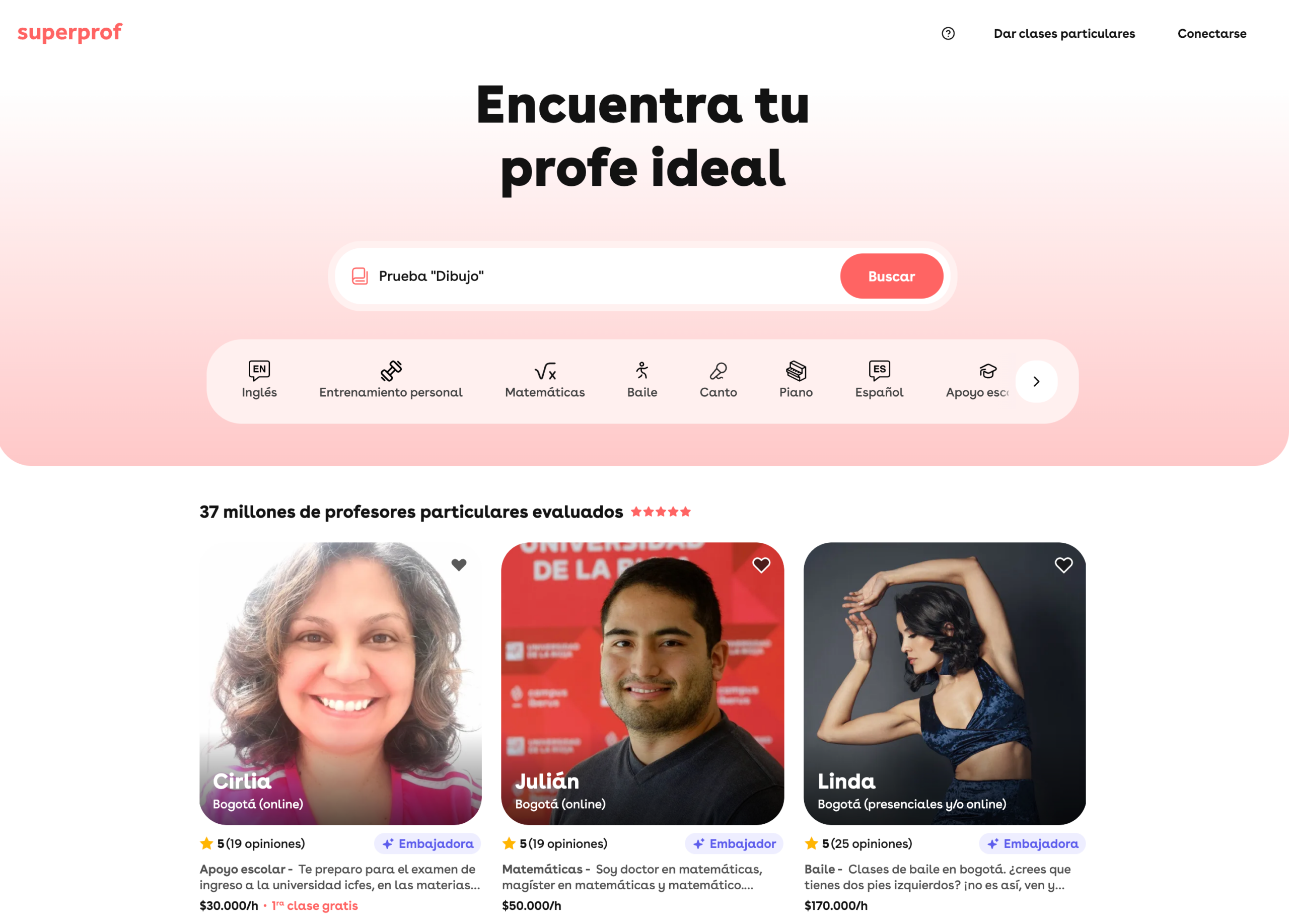 Sitio web superprof