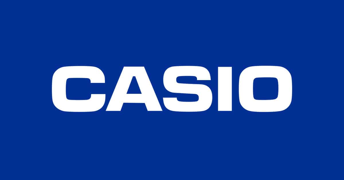Logo de casio dentro de un recuadro azul.