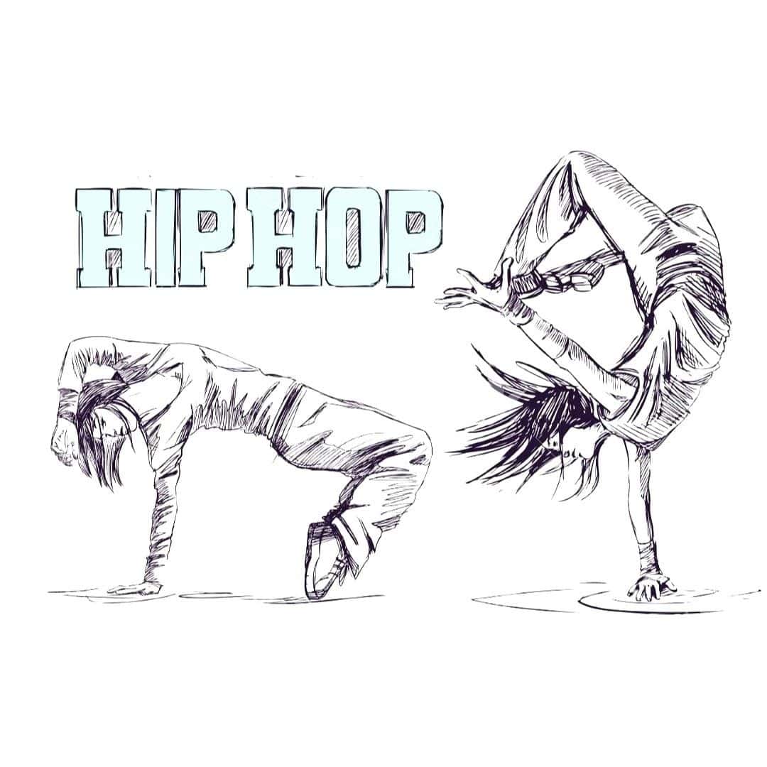 Dibujo de chicas realizando pasos de hip hop.