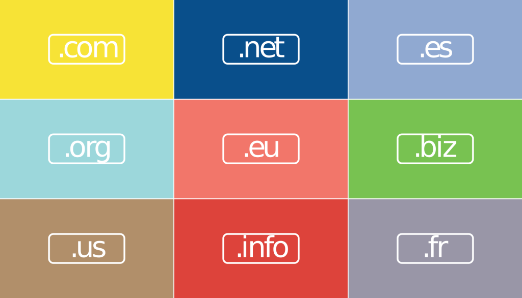 Ejemplos de dominios, resaltados en diferentes colores.