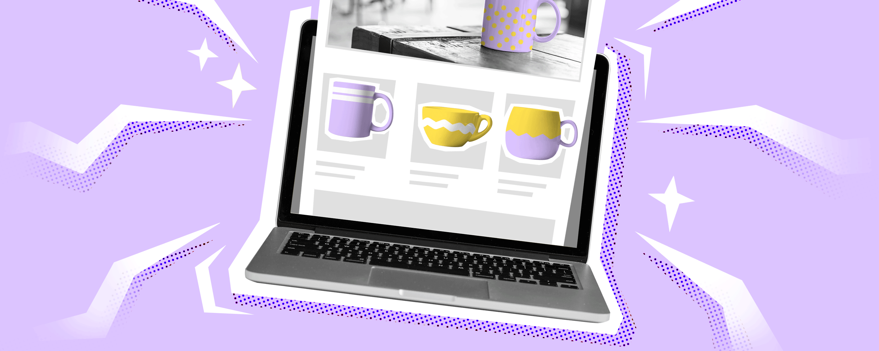 Computadora con productos para la venta.