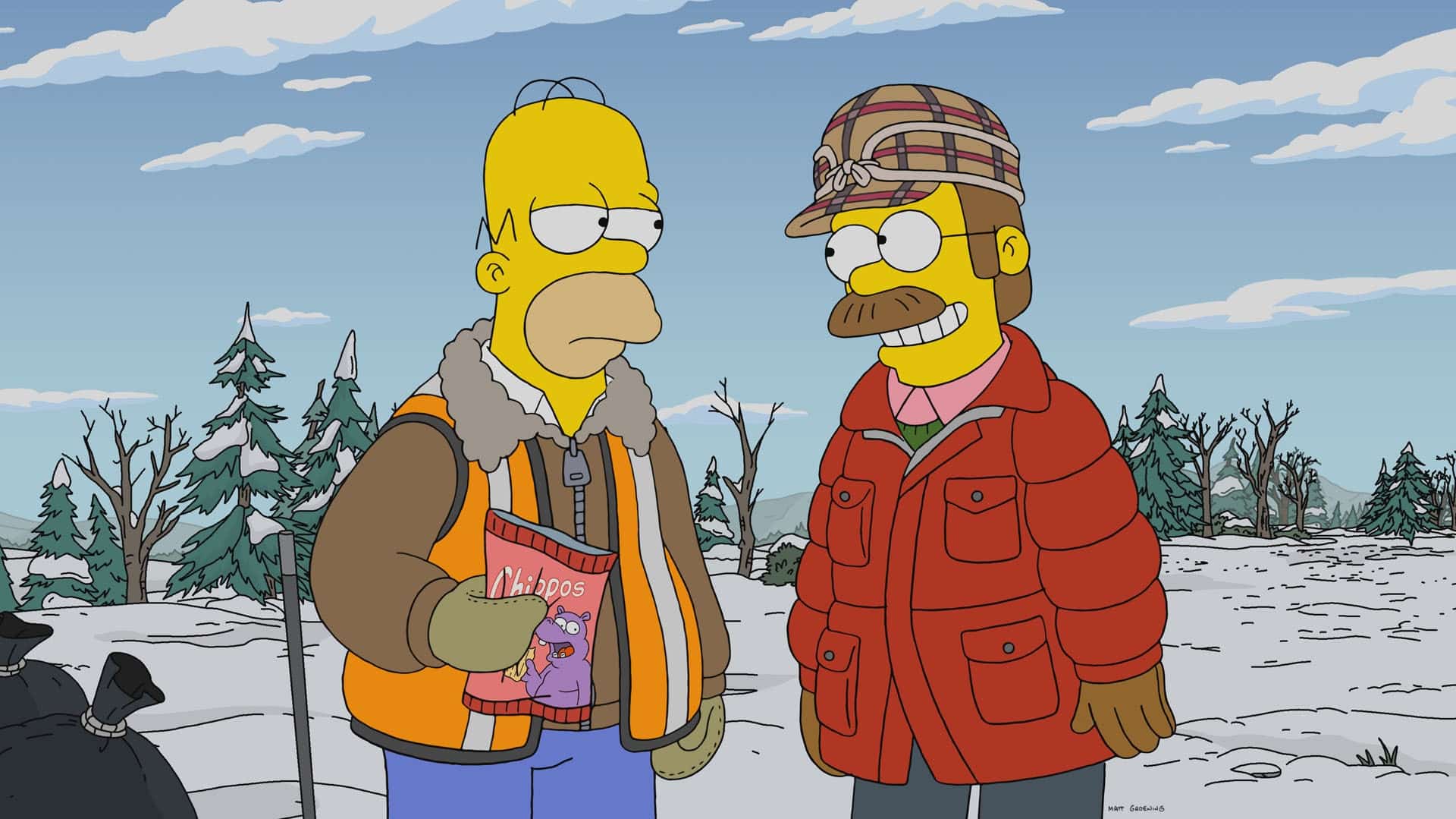 Homero simpson hablando con flanders.