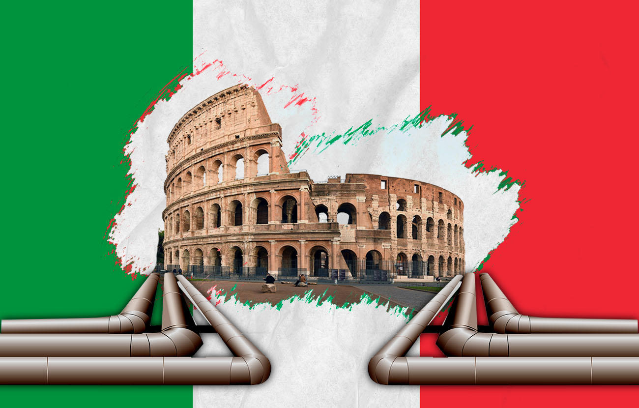 Coliseo romano visto en el color blanco de la bandera de Italia