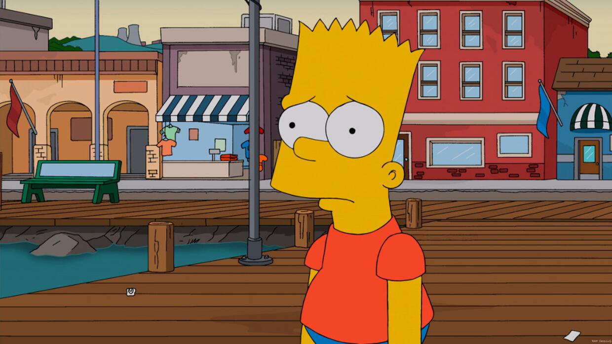Bart simpson con cara de preocupación.