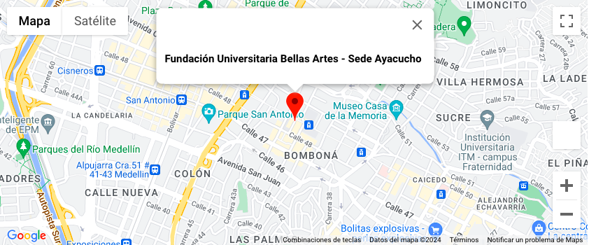 La Fundación Universitaria de Bellas Artes se encuentra ubicada en Medellín