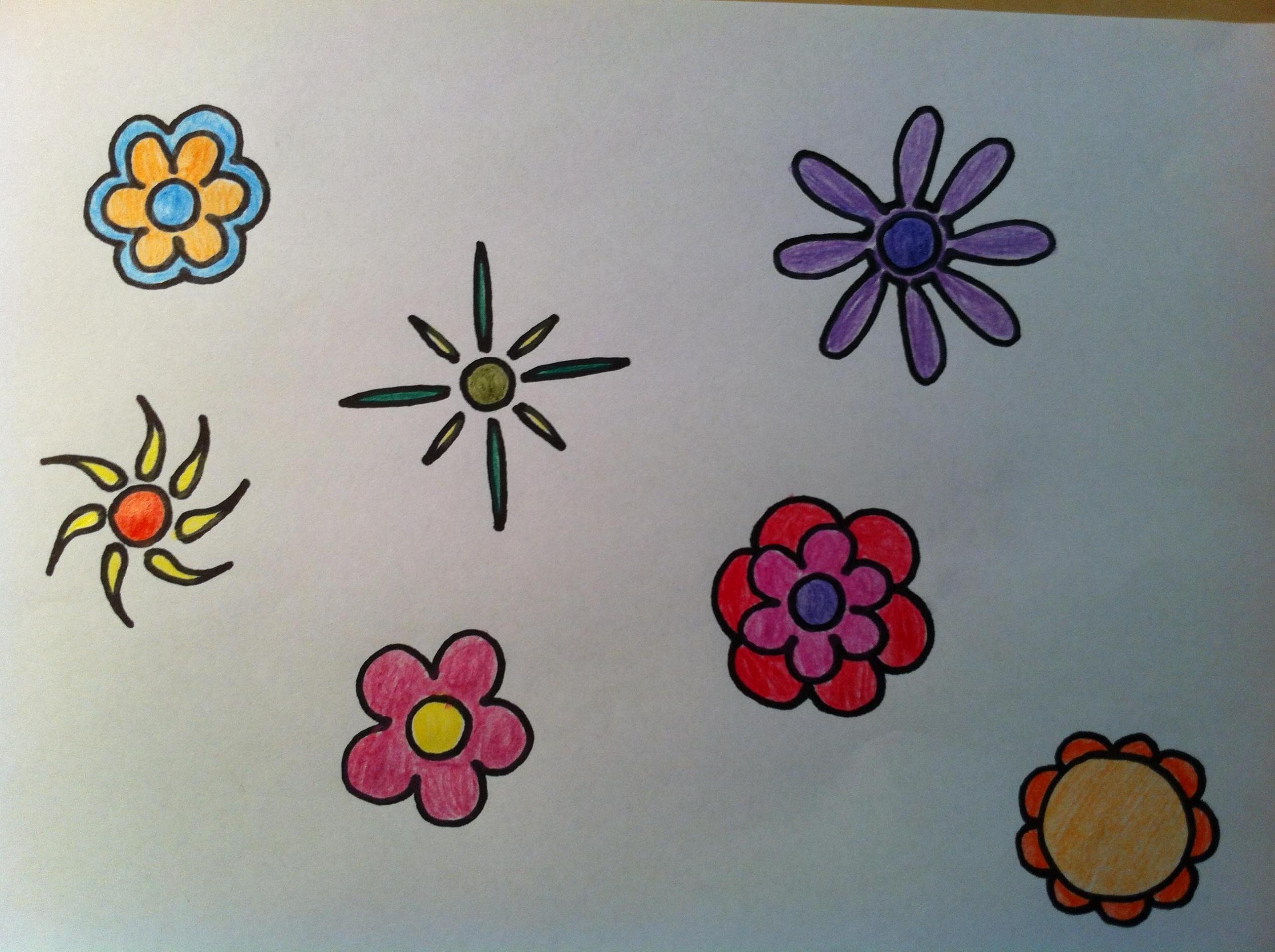 Cuadro con diferentes diseños de flores.