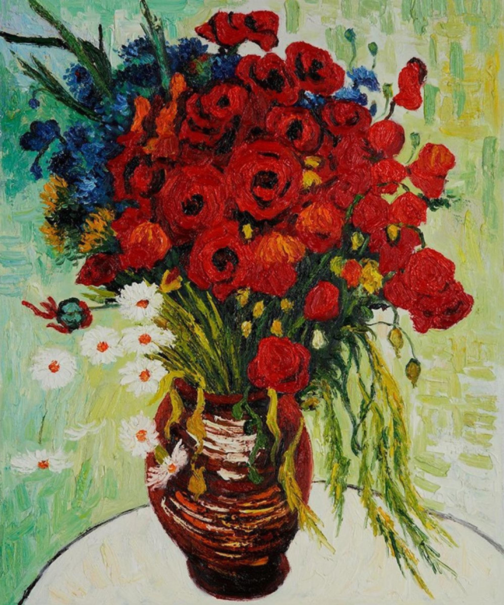 Jarrón con flores y amapolas. Obra de Vincent Van Gogh