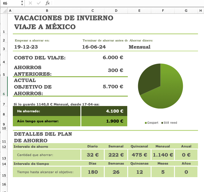 imagen de plantilla planificador de ahorros excel