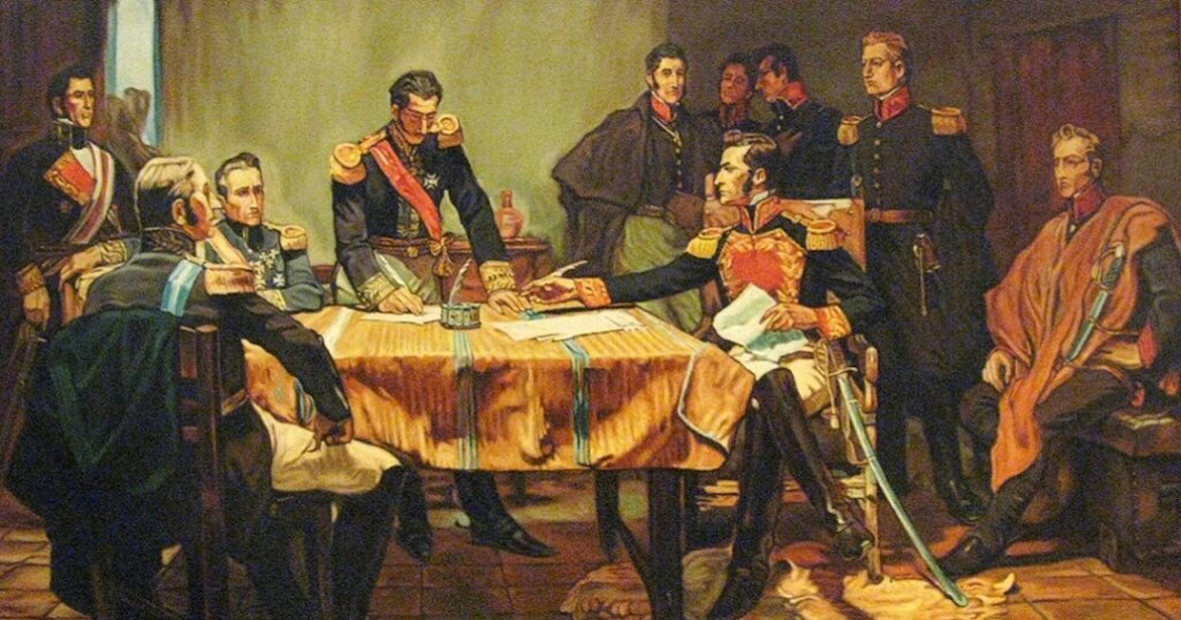 Pintura ilustrando las conversaciones de los criollos en la colonia