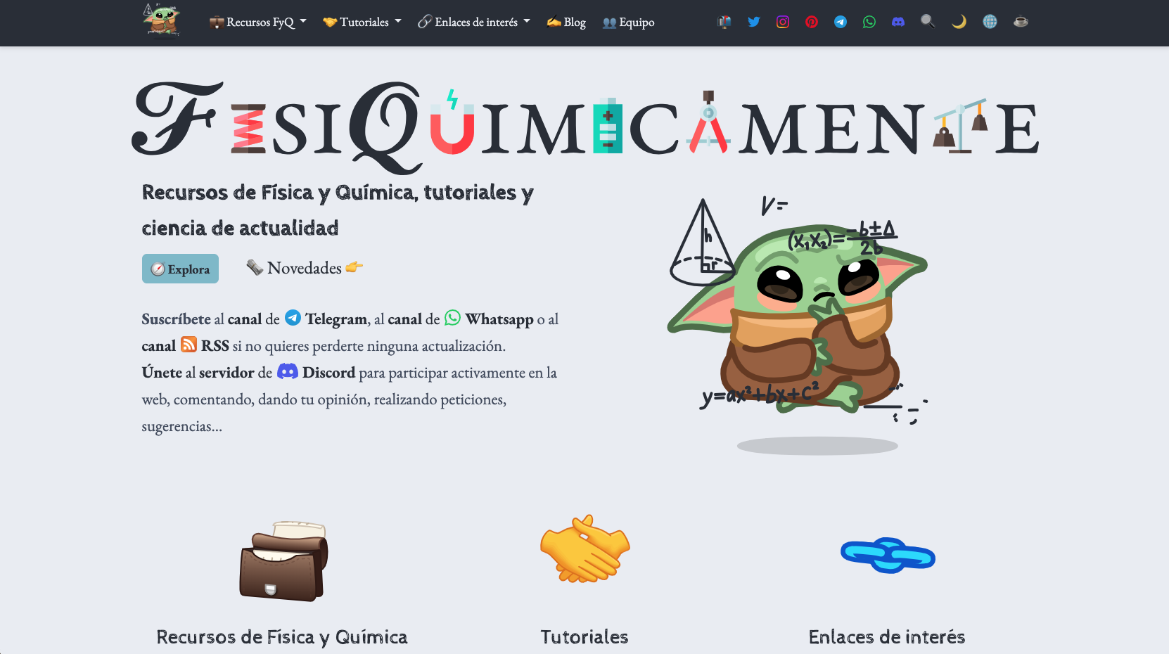 Imagen de la interfaz de Fisiquimicamente