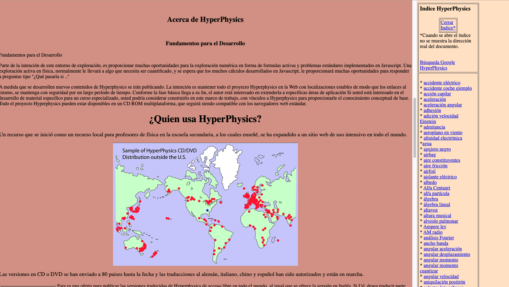 Imagen de la plataforma HyperPhysics