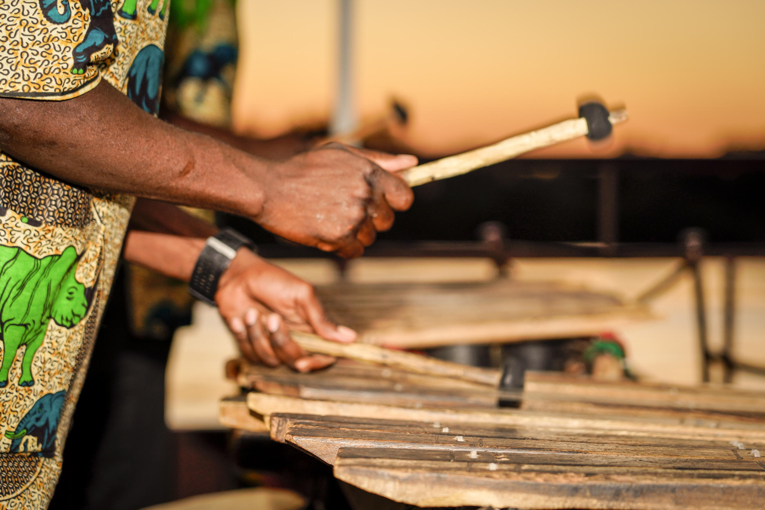 Marimbero colombiano tocando la marimba