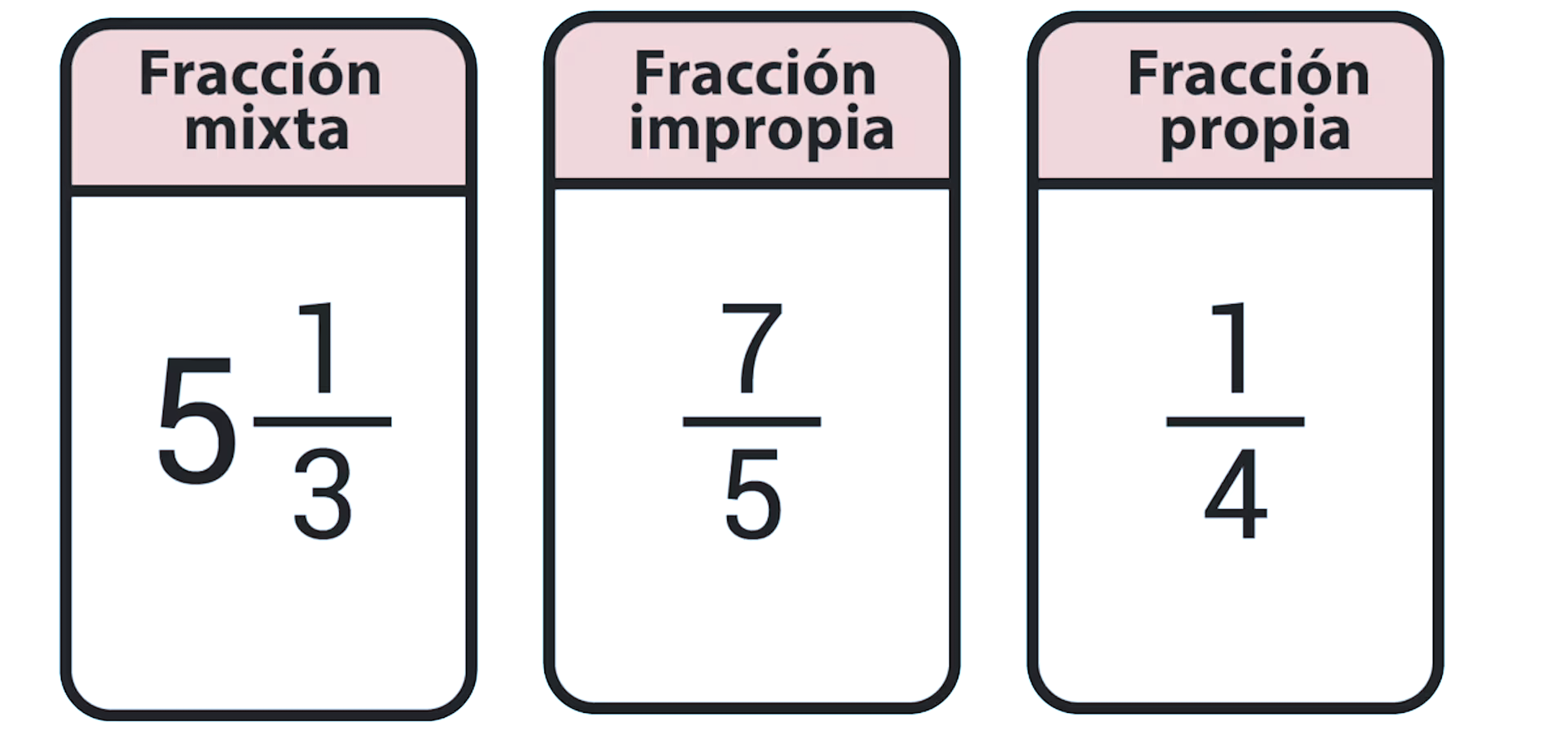 Representación de los tipos de fracciones