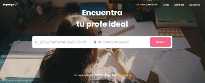 Página de inicio de Superprof.