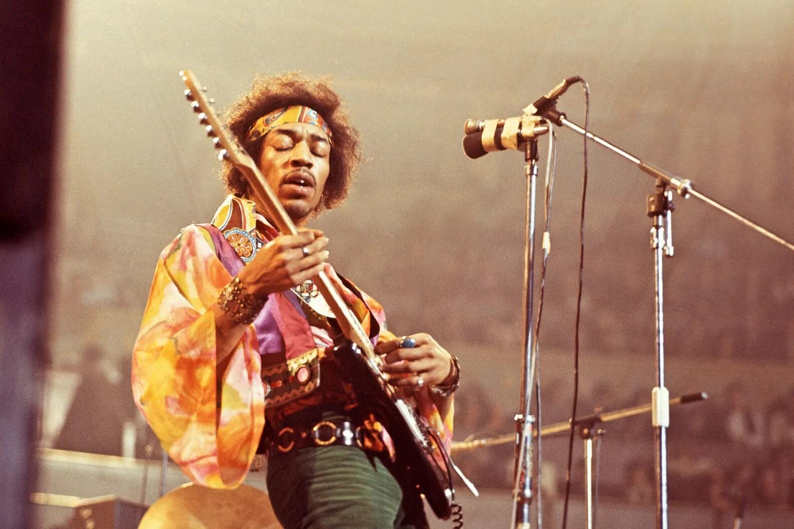 Jimi HENDRIX, performing live onstage in England on February 24th, 1969.