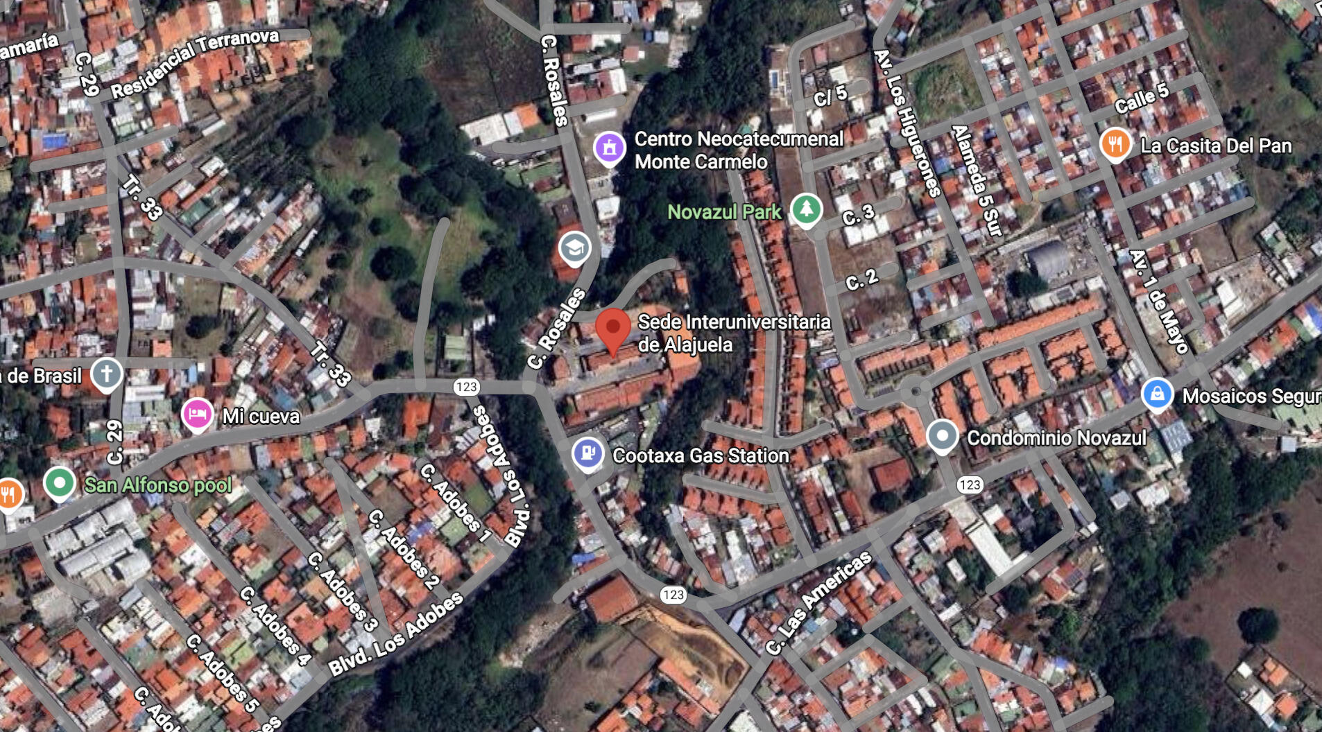 Ubicación de la Sede Interuniversitaria de Alajuela (SIUA)