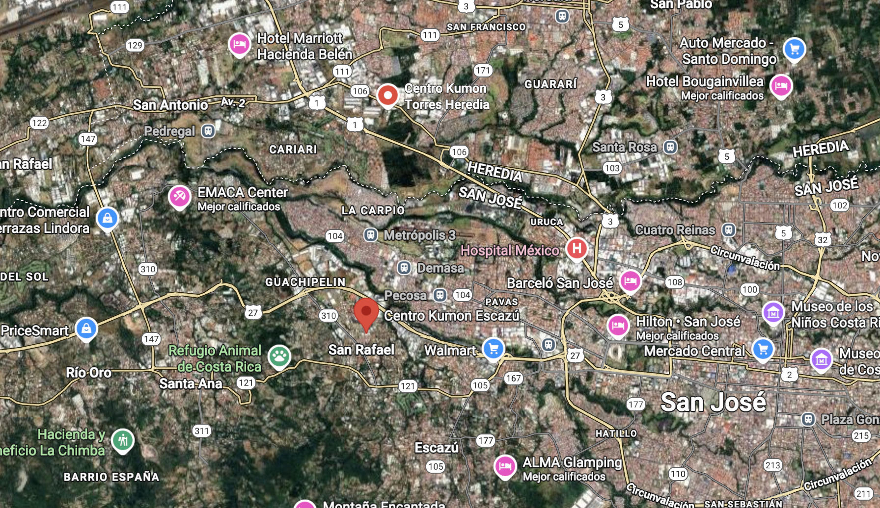 Ubicación en google maps de la academia de matemáticas Método Kumon