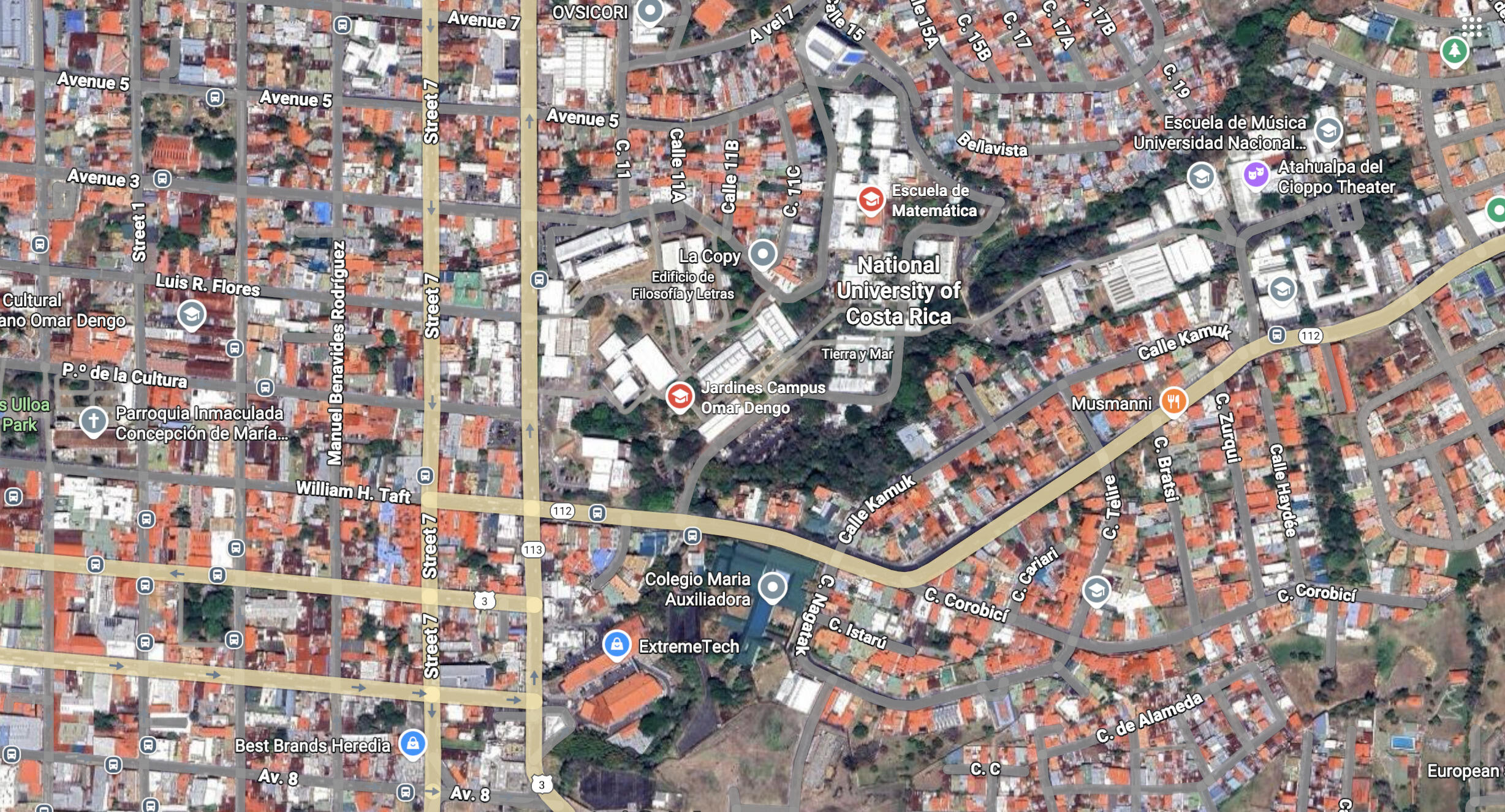 Campus Omar Dengo, Escuela de Matemática, Heredia, Costa Rica de google maps 
