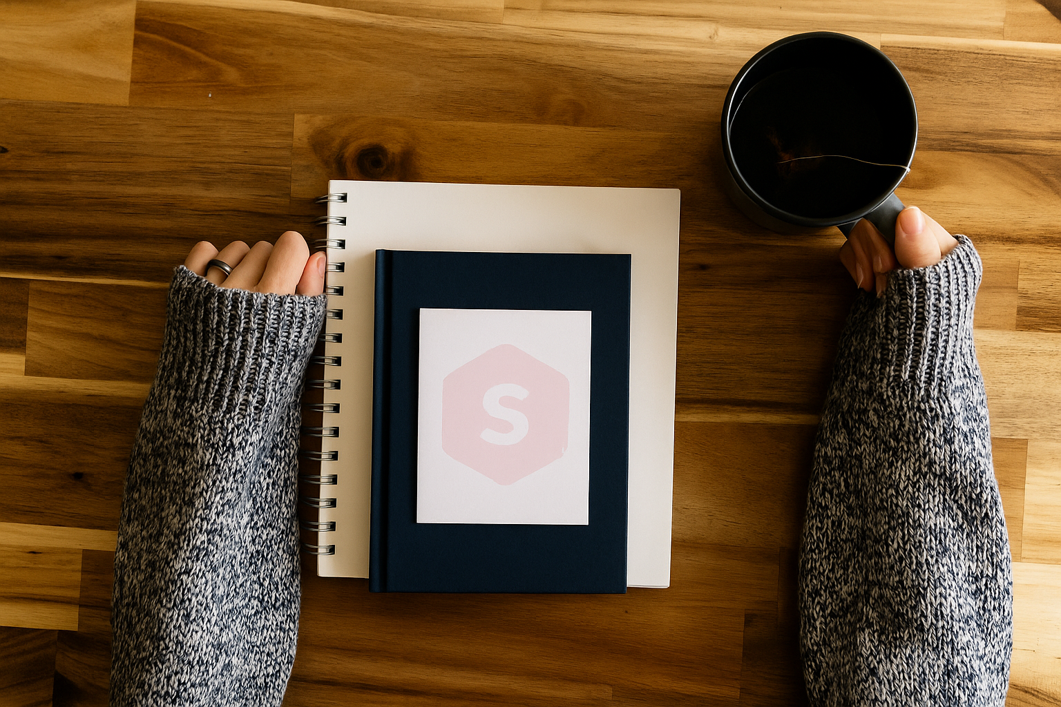 Una joven que está iniciando su escritura creativa en una mesa 