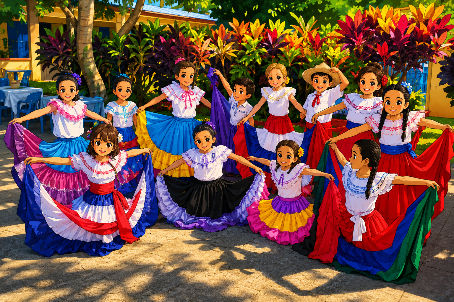niños bailando baile típico de Costa Rica
