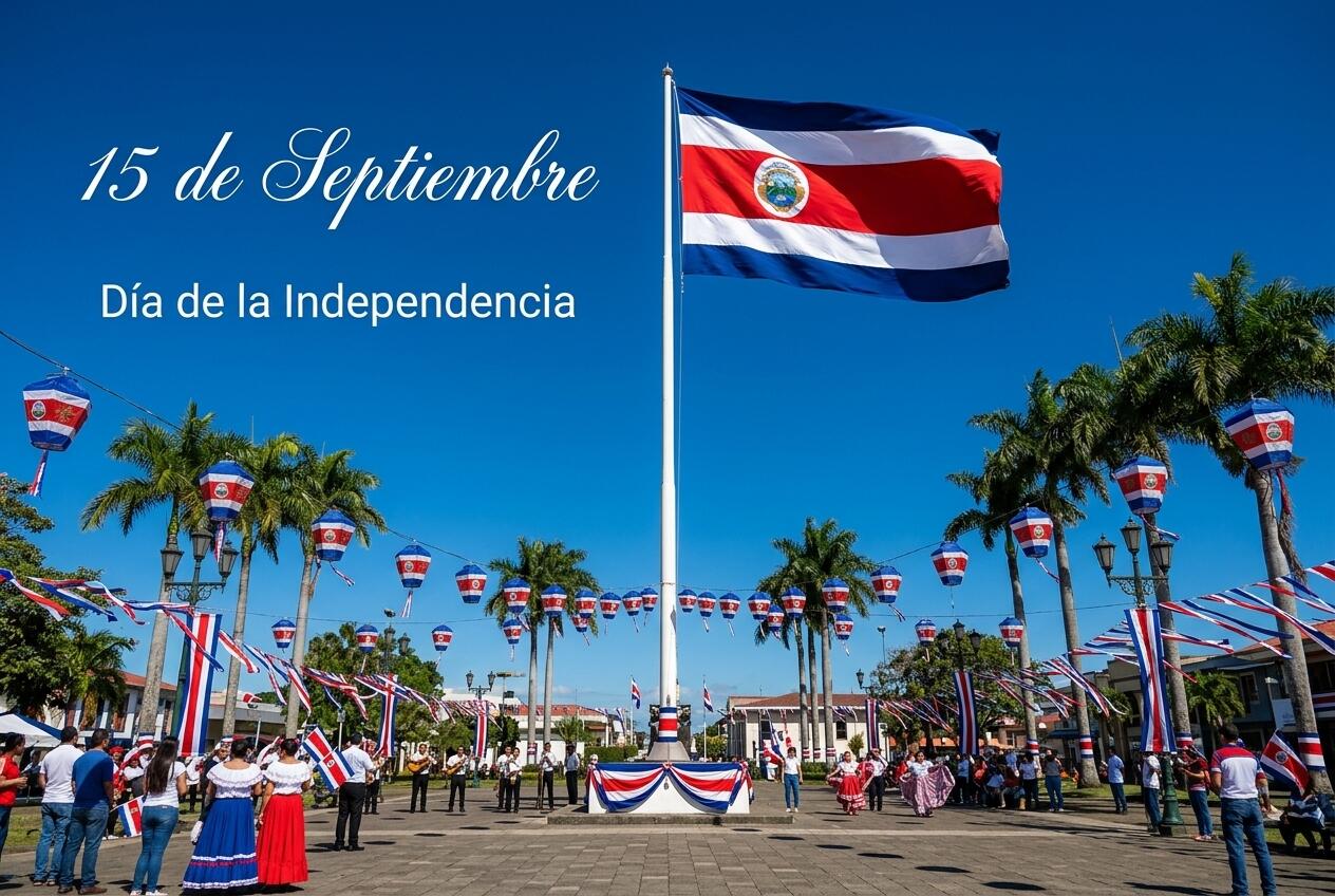 Costarricenses celebrando la fiesta del 15 de septiembre.