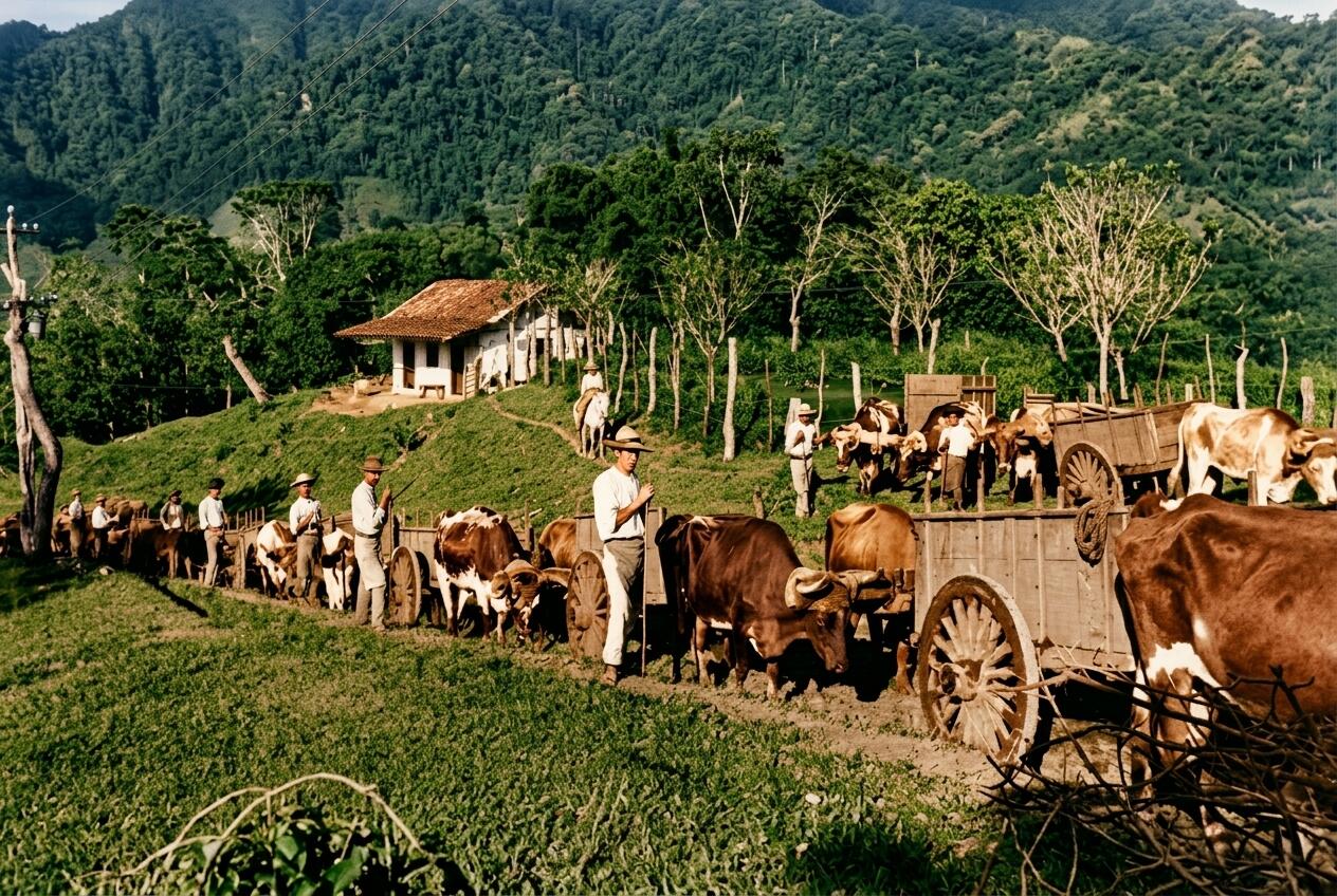 Costarricenses cultivando la caña en 1982, la época de la independencia