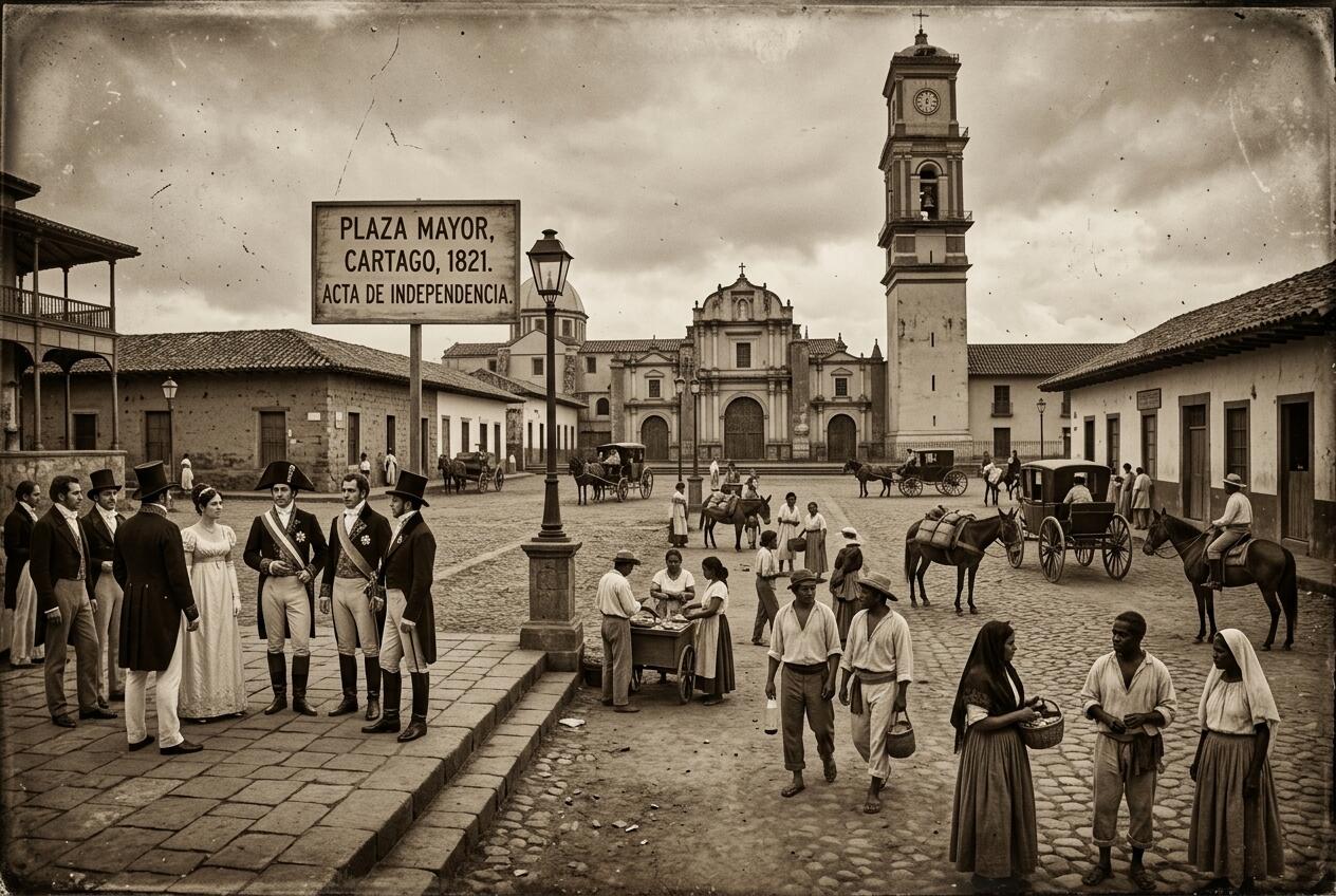 Foto antigua de los pobladores de Cartago en Costa RIca en 1821