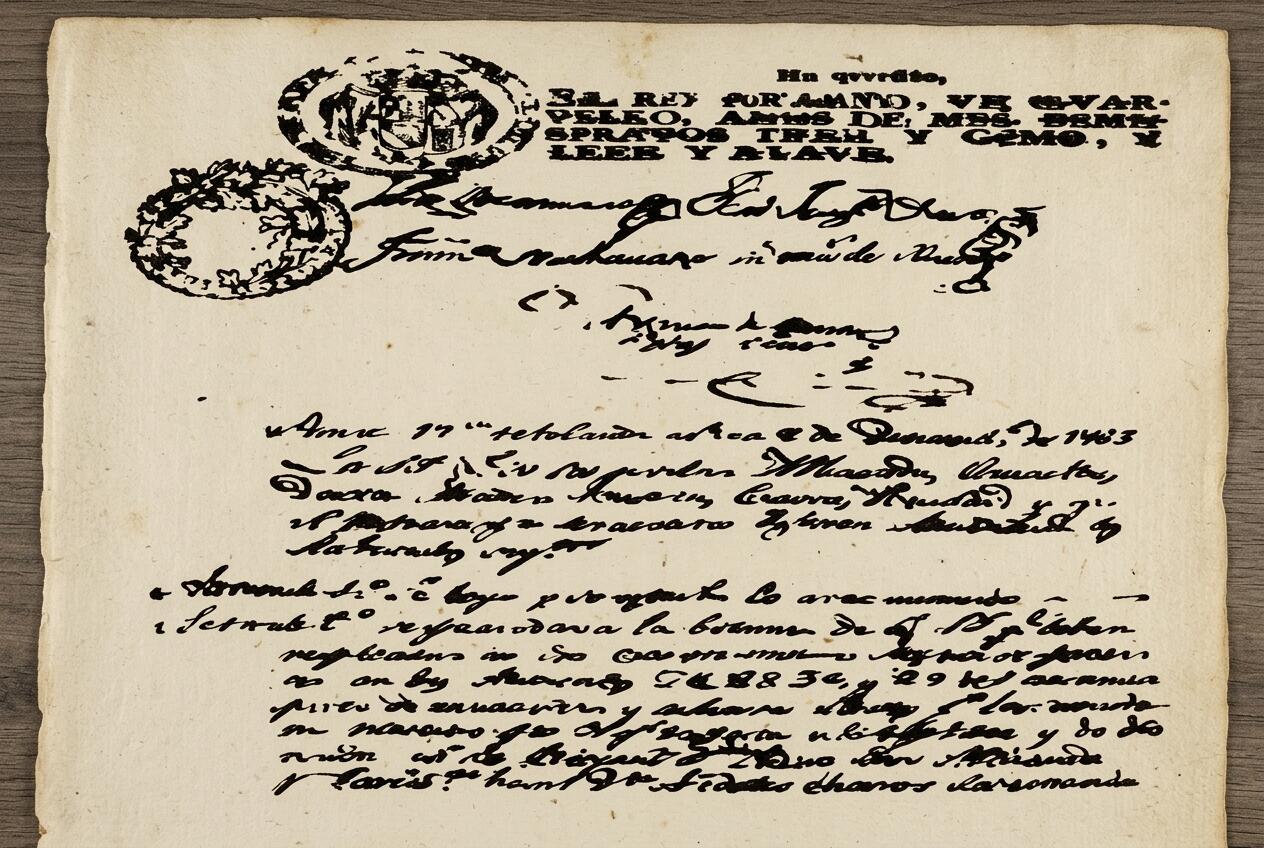 Escritura antigua del Pacto Concordia para la independencia de Costa Rica