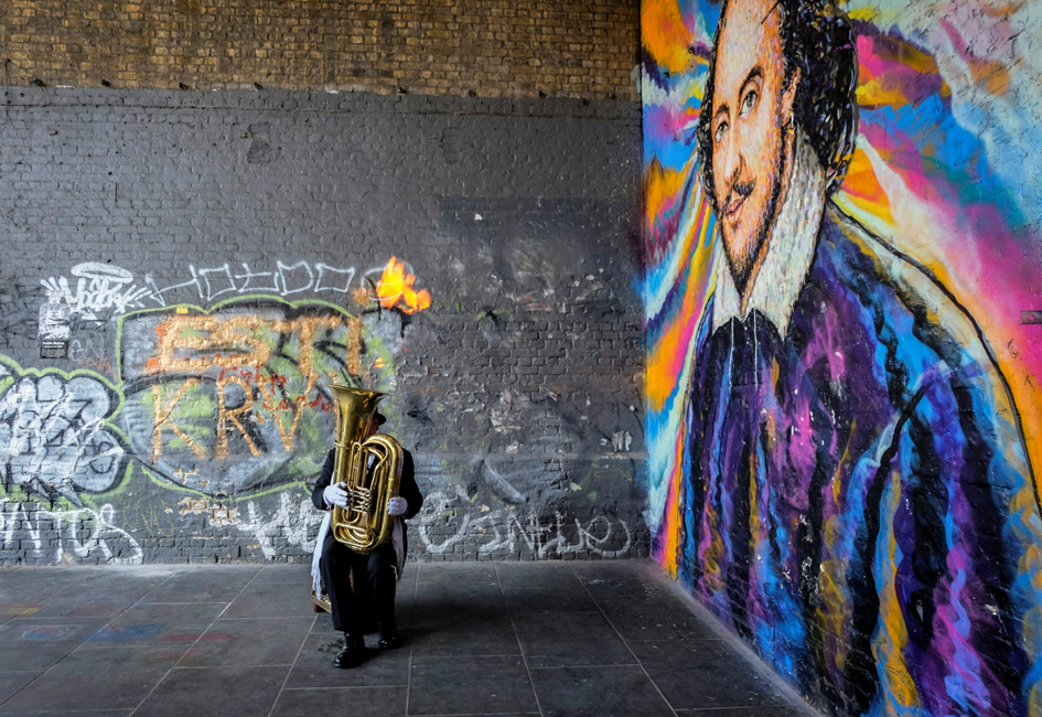 graffiti portrét Shakespeara