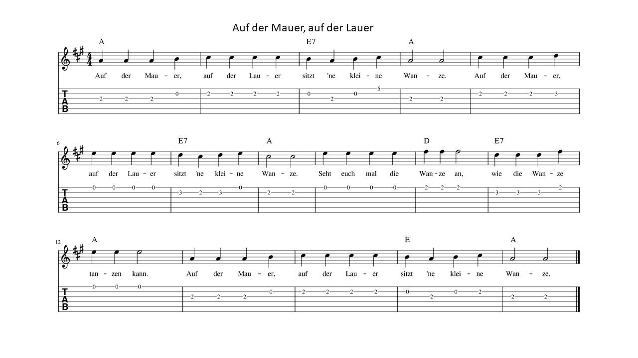 Auf der Mauer auf der Lauer: einfache Chords und eine eingängige Meldoie.