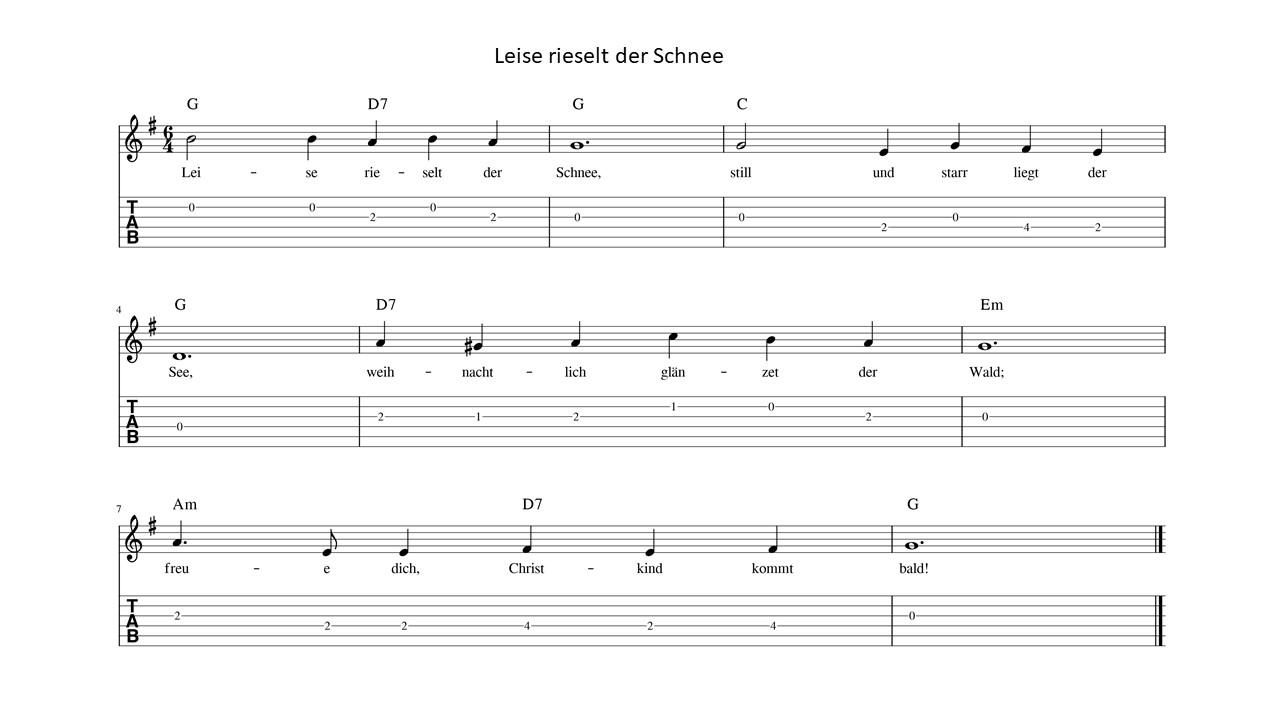Leise rieselt der Schnnee: einfache Akkorde zu dem beliebten Adventslied.
