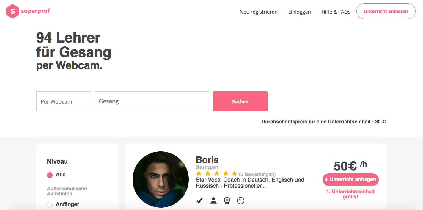 Hast Du schon einmal an Gesansunterricht per Webcam gedacht?