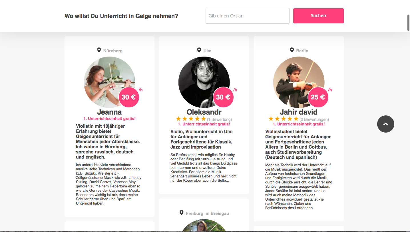 Kurze knappe Texte sind wichtig.