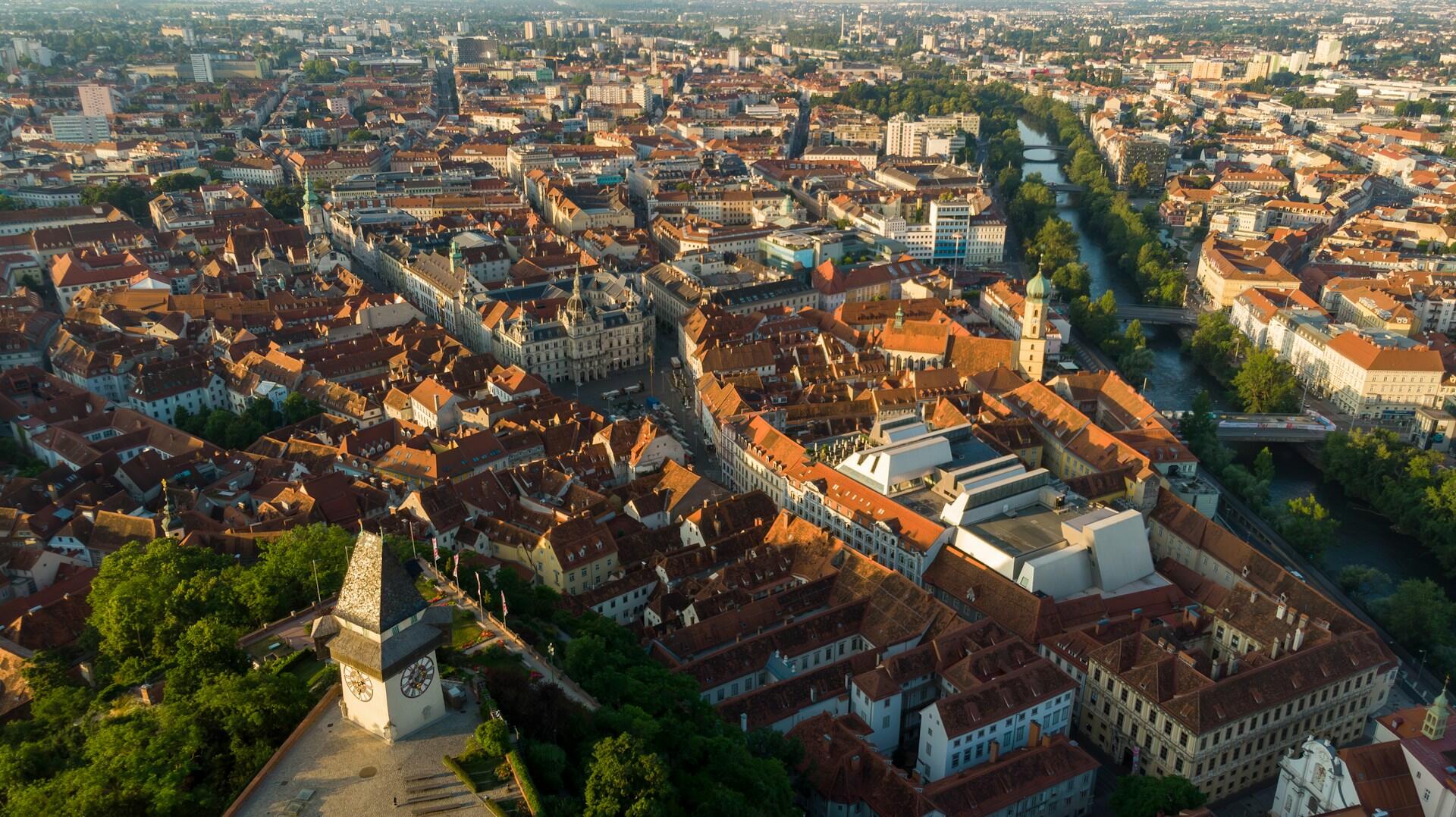 Luftansicht auf Graz