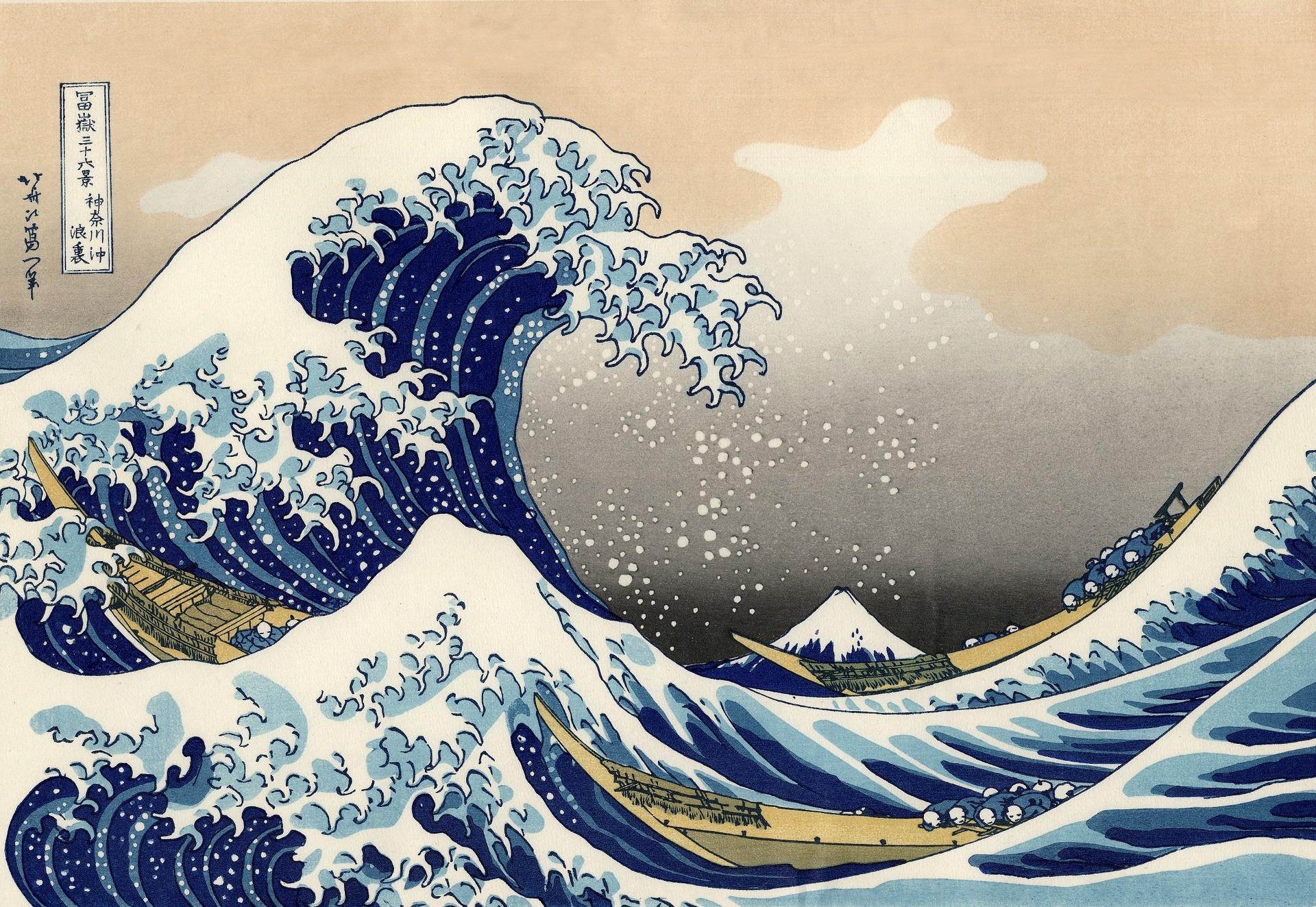 Hokusais berühmtestes Werk ist die Welle von Kanagawa.