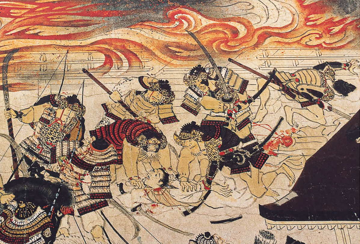 Eine Zeichnung von einer Enthauptung eines Samurai.