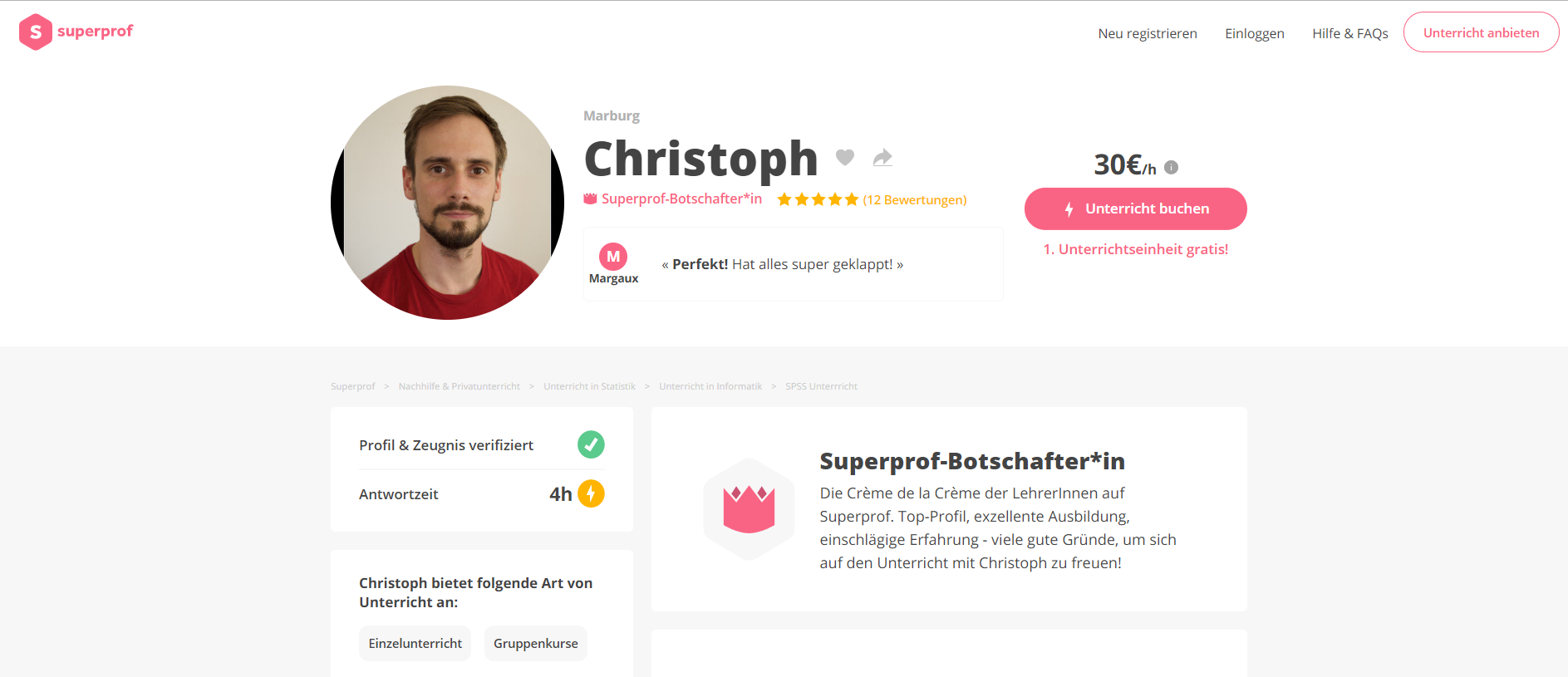 Wie wäre es mit Christoph aus Marburg?